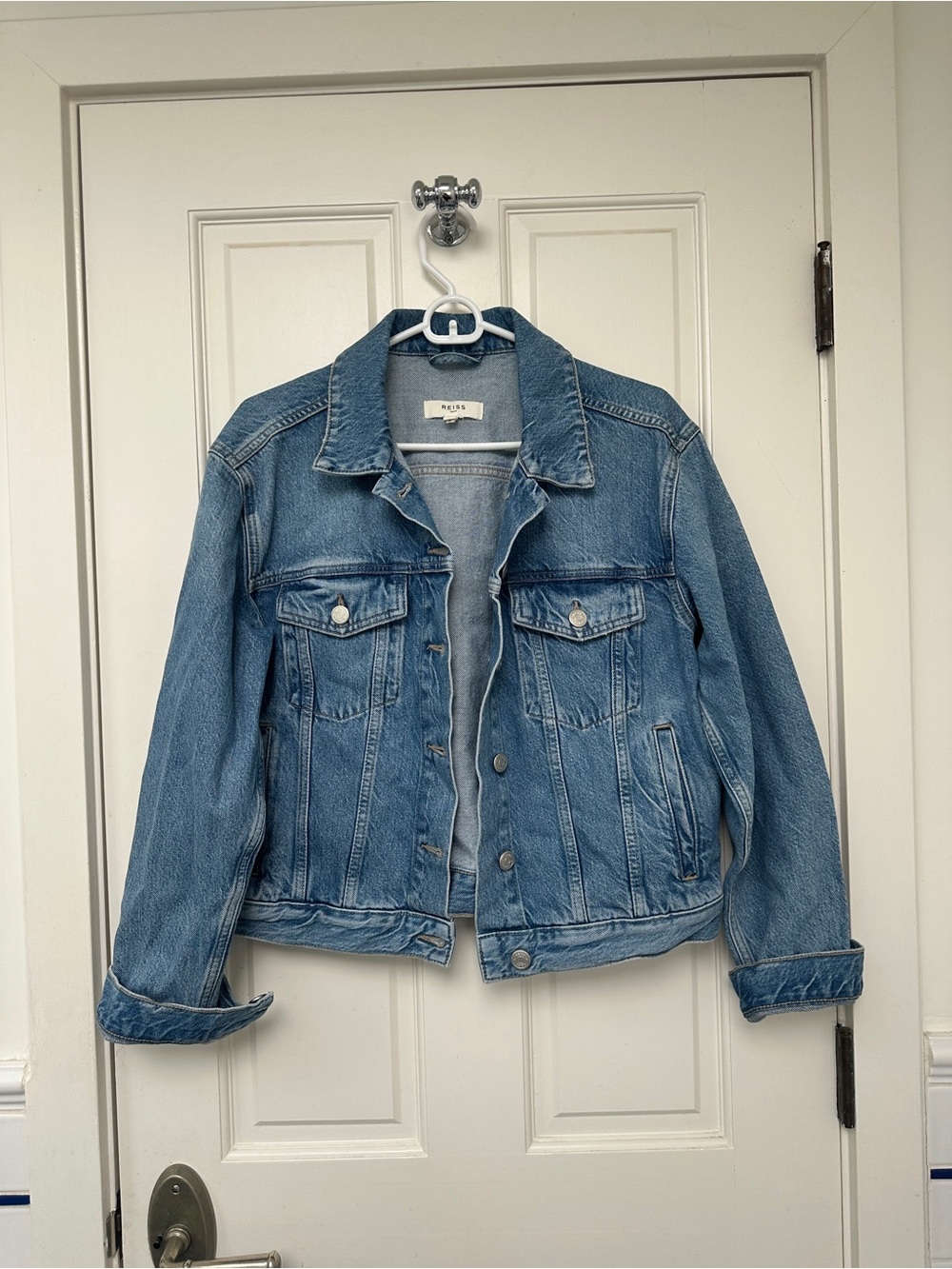 Reiss Light Wash Denim Jacket in Blue